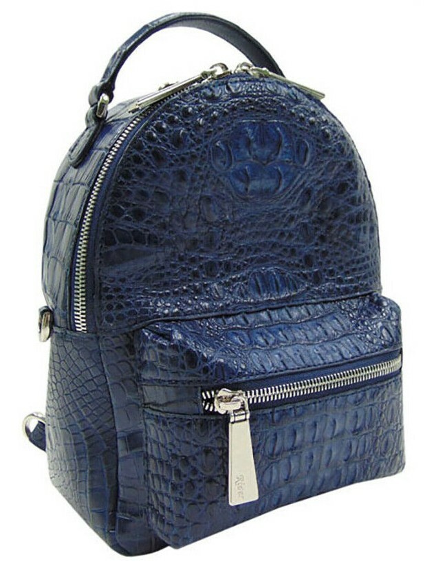 navy blue leather backpack womens